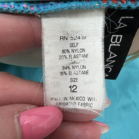 LA BLANCA Women’s Size 12 Multi Rainbow Palm Bandeau Tankini Top NO STRAP - Picture 9 of 12